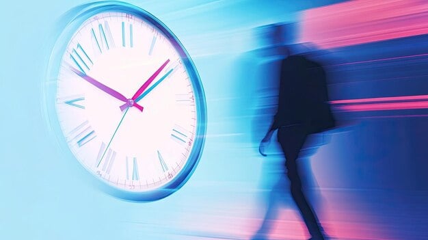 Blurred Figure Walks Past Clock Representing Passage Time Urgency 1189569 4480