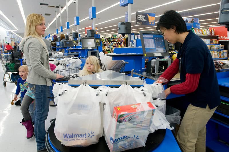 Walmart grocery checkout line in gladstone, missouri
