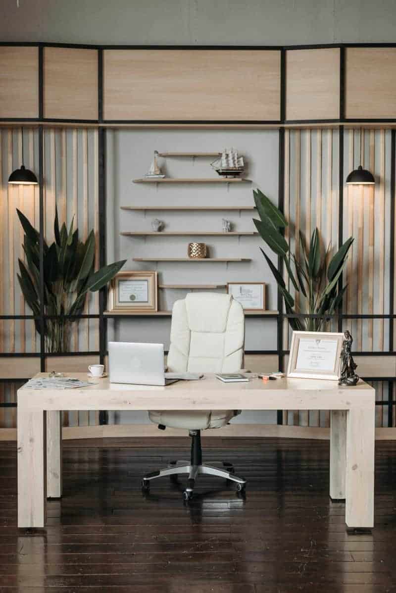 7. Home Office Floating Desks with Shelves