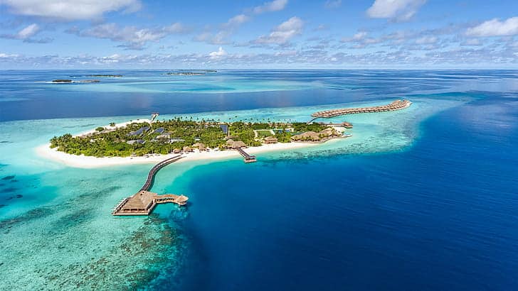Lhaviyani atoll hurawalhi island resort in maldives view from the air 1920×1080 wallpaper preview