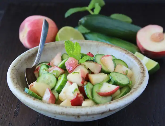 White peach cucumber mint salad 2