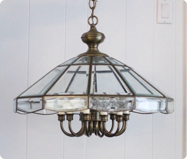 Old brass and glass chandelier thumb