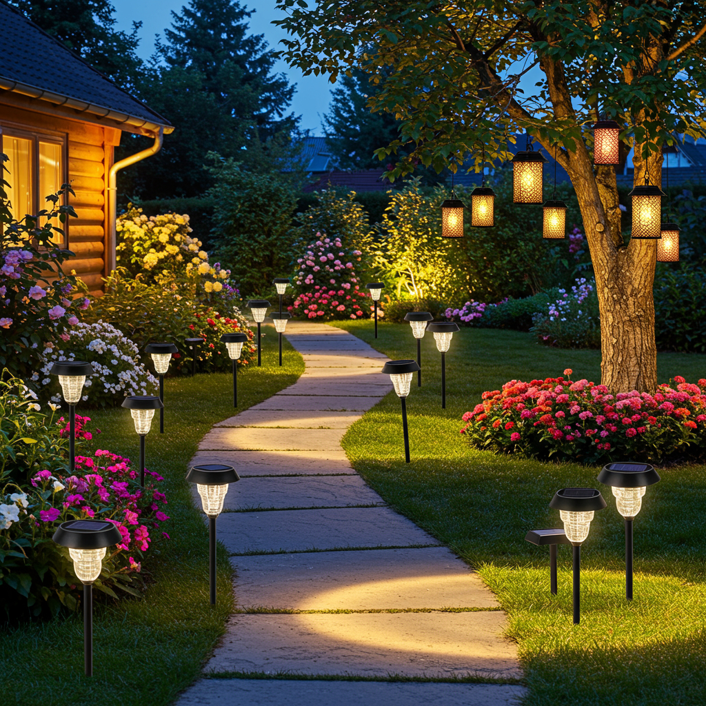 11. Gartenbeleuchtung mit Solarlichtern