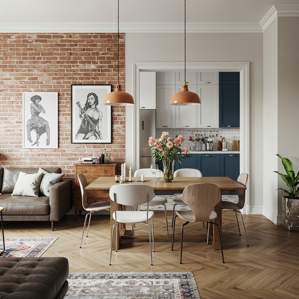 16. Mix aus modernen und Vintage-Sitzgelegenheiten