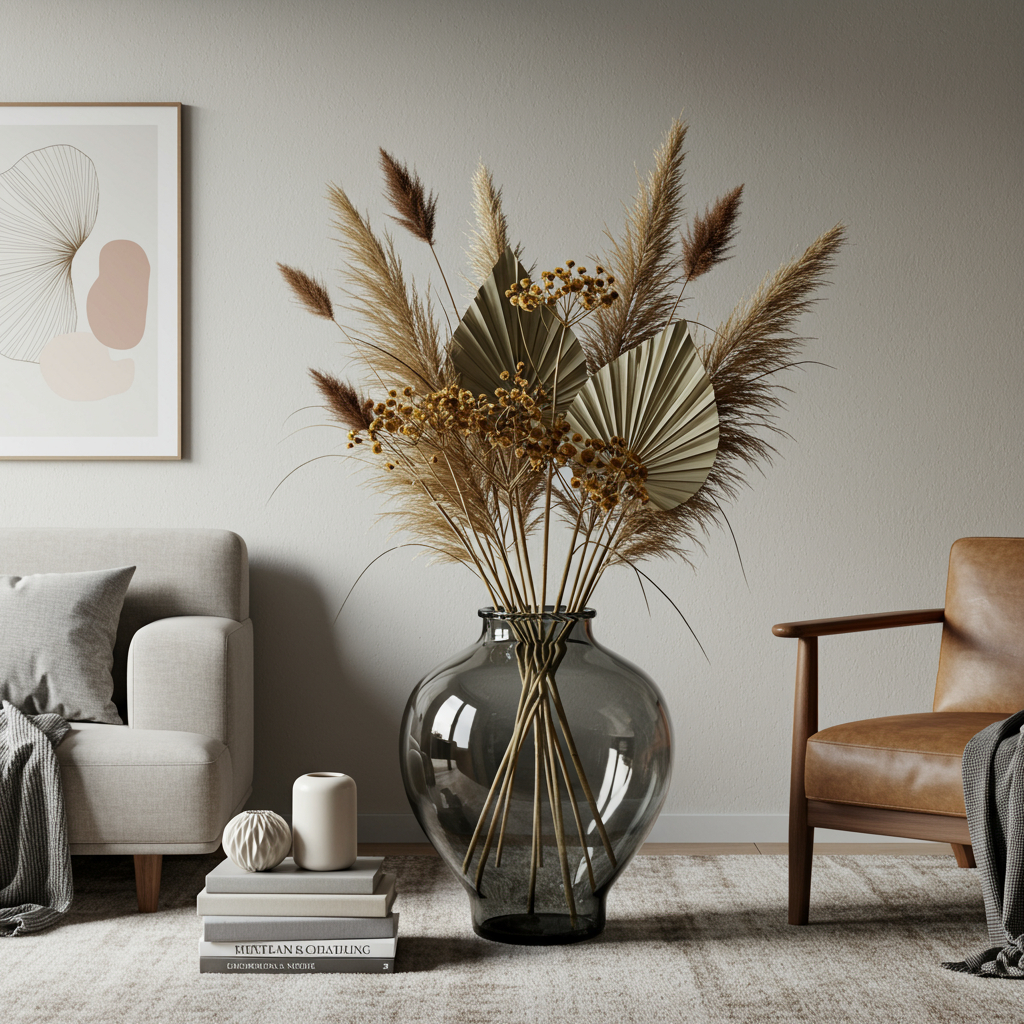 9. Stilvolle Vasen und Trockenblumen