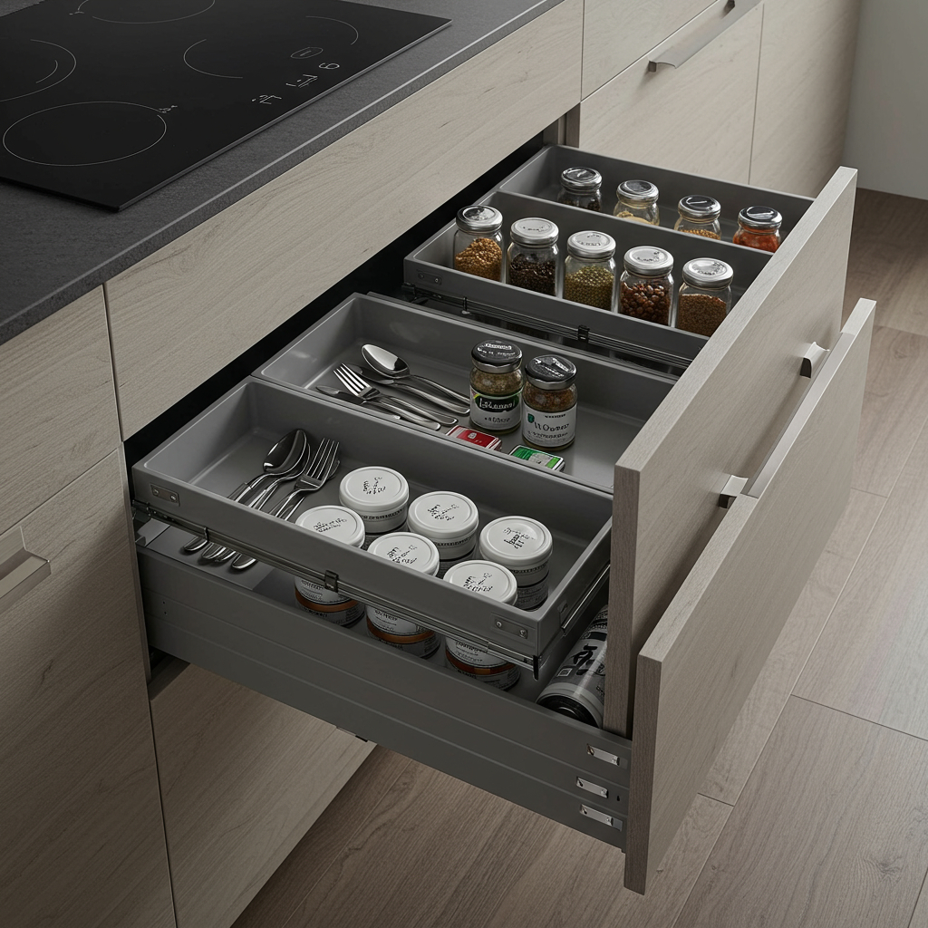 2. Ausziehbare Schubladeneinsätze