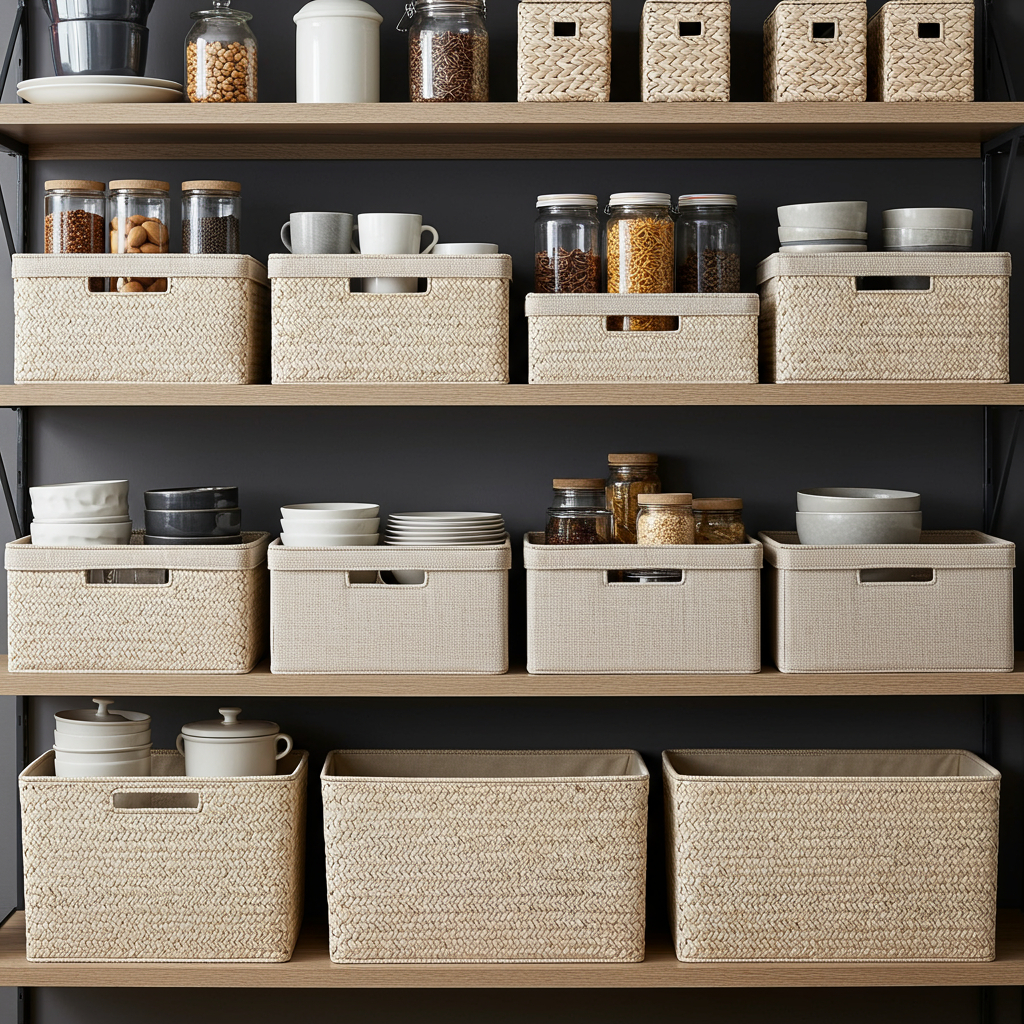 13. Körbe und Boxen in Regalen